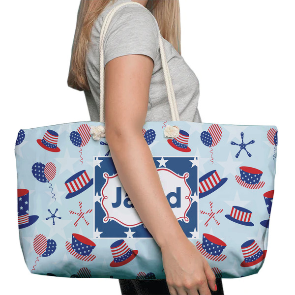 Patriotic Celebration Large Rope Tote Bag - In Context View