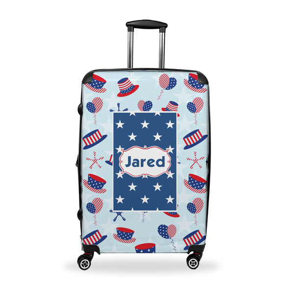 Custom Patriotic Celebration Suitcase - 28" Large - Checked w/ Name or Text