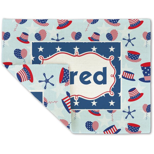 Custom Patriotic Celebration Double-Sided Linen Placemat - Single w/ Name or Text