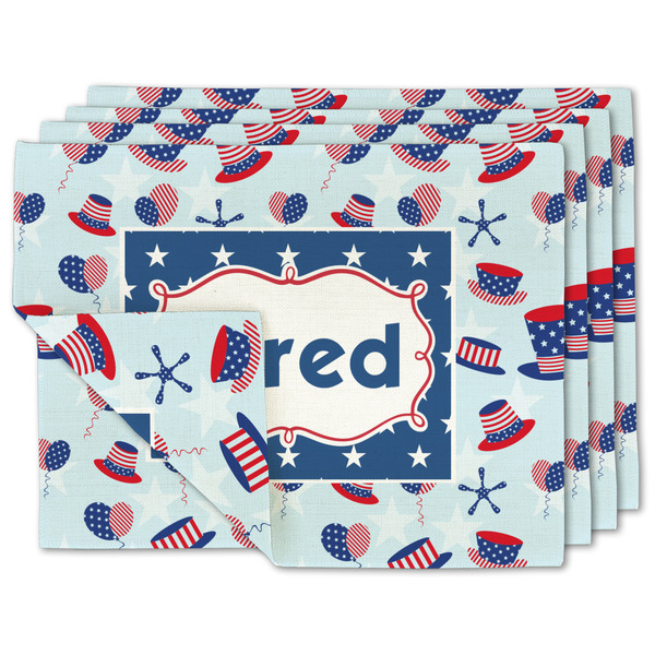 Custom Patriotic Celebration Linen Placemat w/ Name or Text