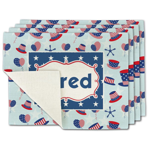 Custom Patriotic Celebration Single-Sided Linen Placemat - Set of 4 w/ Name or Text