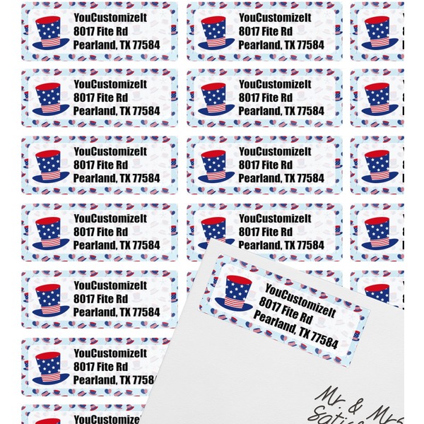 Patriotic Celebration Mailing Label on Envelope - Multiple Labels