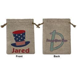 Patriotic Celebration Medium Burlap Gift Bag - Front & Back (Personalized)