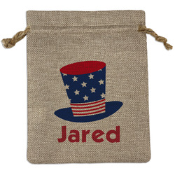 Patriotic Celebration Medium Burlap Gift Bag - Front (Personalized)