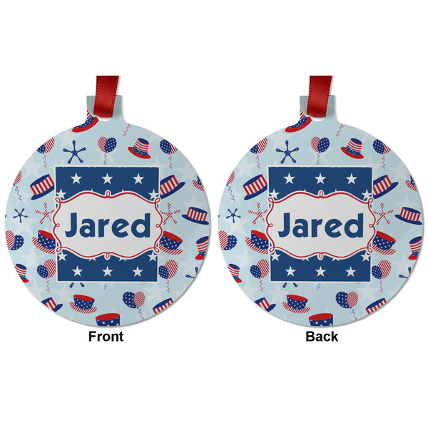 Patriotic Celebration Metal Ball Ornament - Front and Back