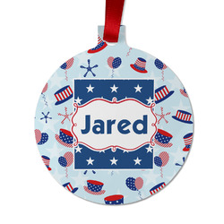 Patriotic Celebration Metal Ball Ornament - Double Sided w/ Name or Text