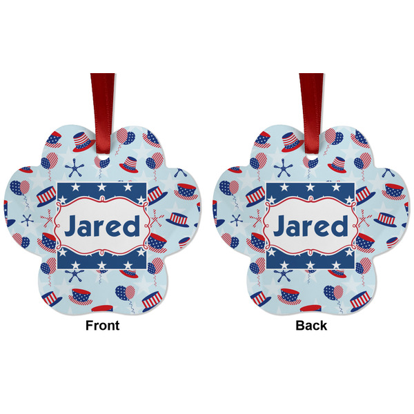 Patriotic Celebration Metal Paw Ornament - Front and Back