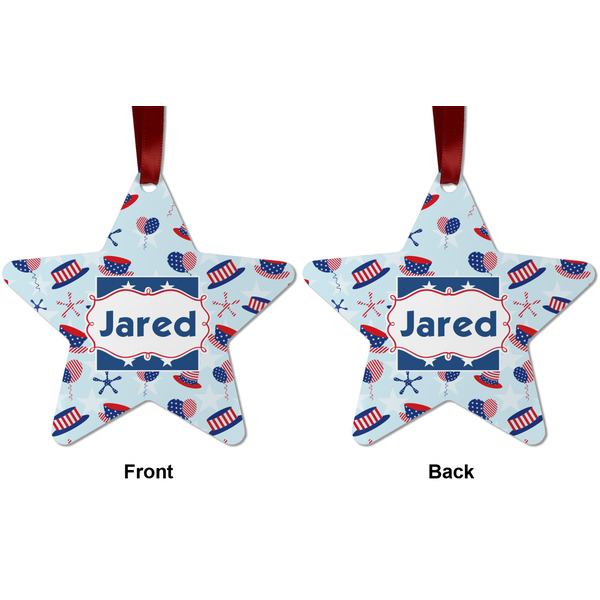 Patriotic Celebration Metal Star Ornament - Front and Back