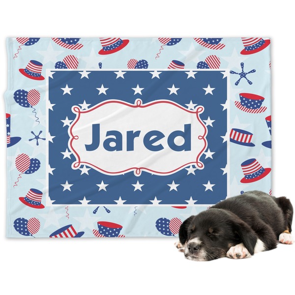 Custom Patriotic Celebration Dog Blanket - Large (Personalized)