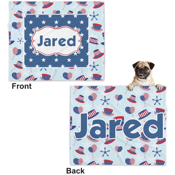 Patriotic Celebration Microfleece Dog Blanket - Large- Front & Back