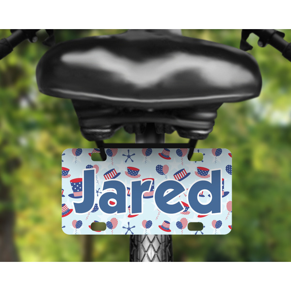 Patriotic Celebration Mini License Plate on Bicycle