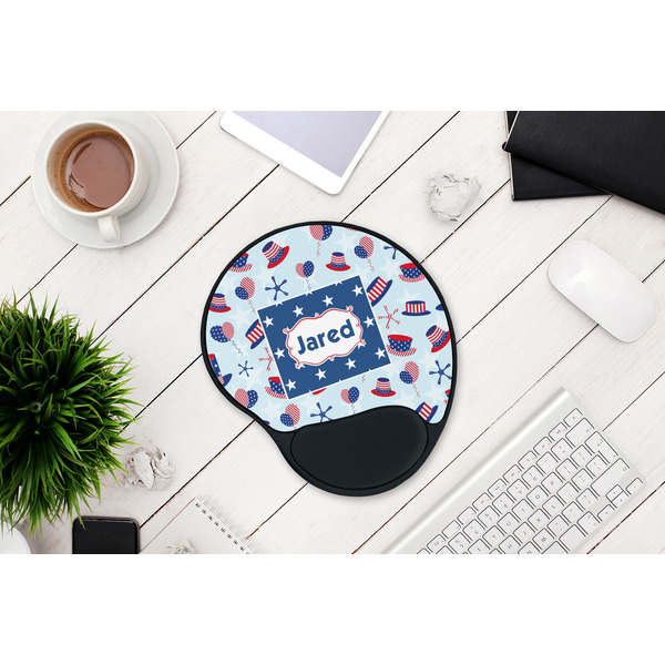 Patriotic Celebration Mouse Pad with Wrist Rest - LIFESYTLE 1