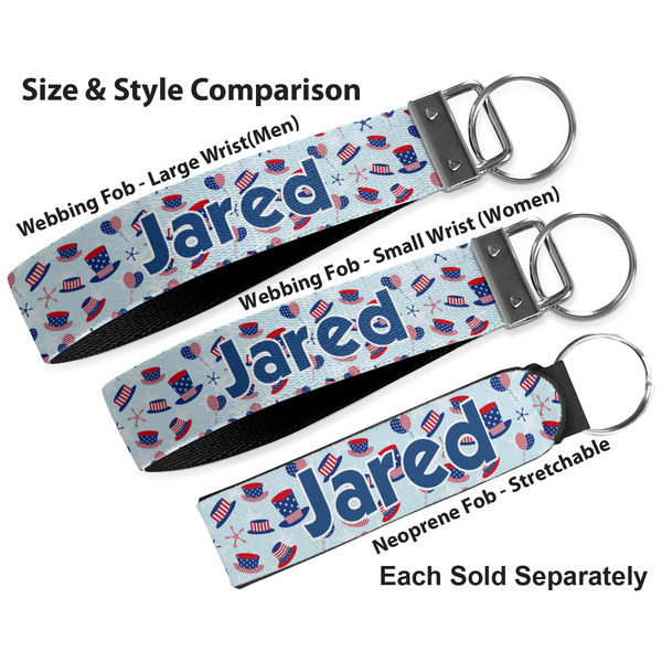 Patriotic Celebration Multiple Key Ring comparison sizes