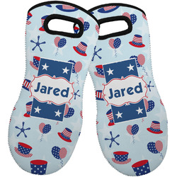 Patriotic Celebration Neoprene Oven Mitts - Set of 2 w/ Name or Text
