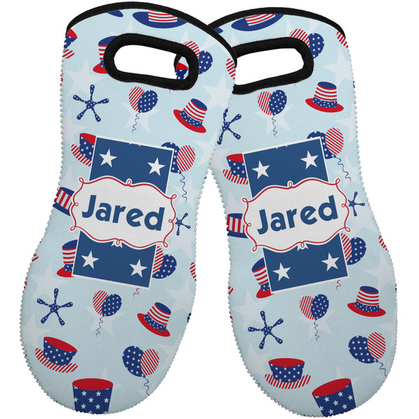 Patriotic Celebration Neoprene Oven Mitt -Set of 2 - Front