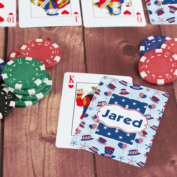 Patriotic Celebration On Table with Poker Chips
