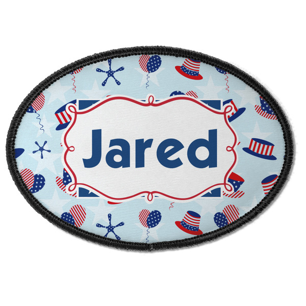 Custom Patriotic Celebration Iron On Oval Patch w/ Name or Text