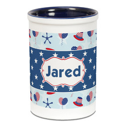 Patriotic Celebration Ceramic Pencil Holders - Blue