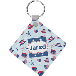 Patriotic Celebration Diamond Plastic Keychain w/ Name or Text