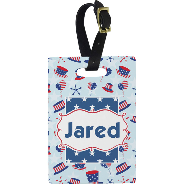 Custom Patriotic Celebration Plastic Luggage Tag - Rectangular w/ Name or Text