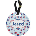 Patriotic Celebration Plastic Luggage Tag - Round (Personalized)