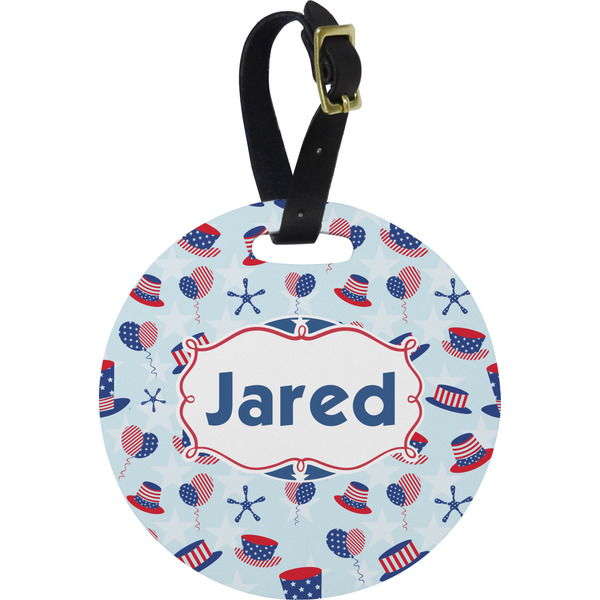 Custom Patriotic Celebration Plastic Luggage Tag - Round (Personalized)
