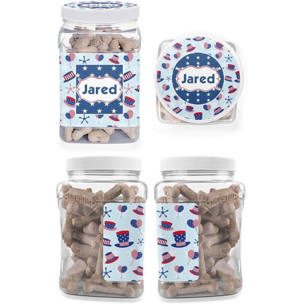 Patriotic Celebration Pet Treat Jar - Multiple Angles