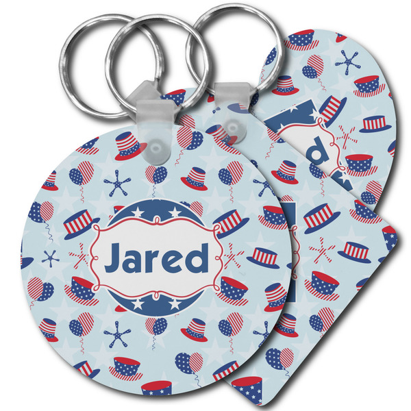Custom Patriotic Celebration Plastic Keychain (Personalized)