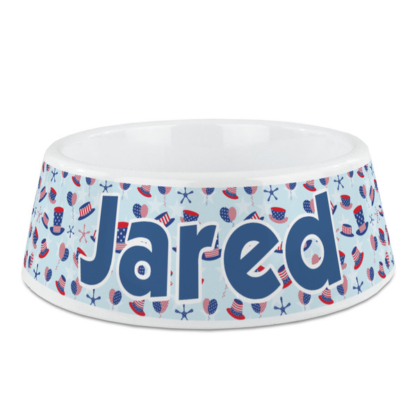 Custom Patriotic Celebration Plastic Dog Bowl - Medium (Personalized)