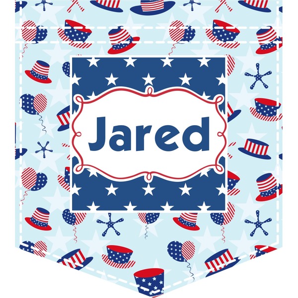 Custom Patriotic Celebration Iron On Faux Pocket (Personalized)