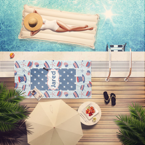 Patriotic Celebration Pool Towel Lifestyle
