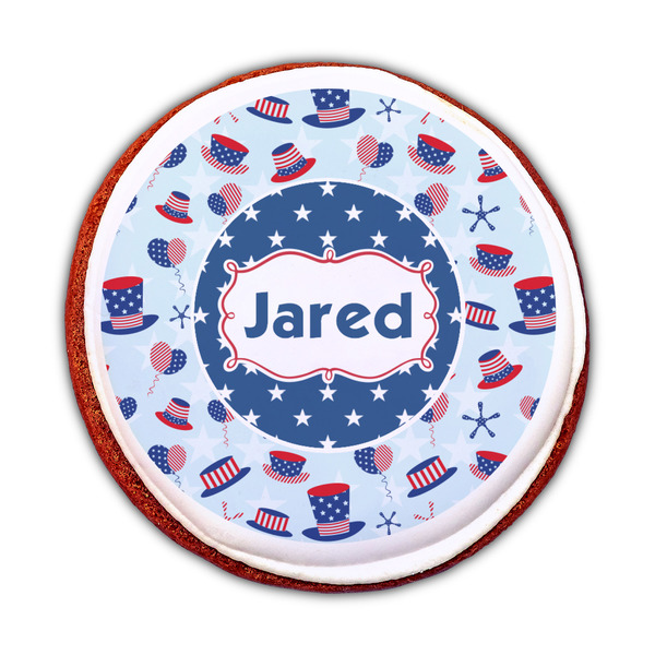Patriotic Celebration Printed Icing Circle - Medium - On Cookie