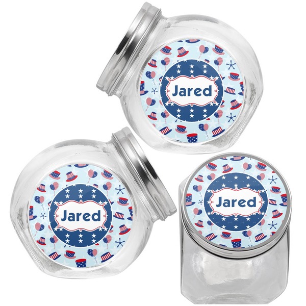 Patriotic Celebration Puppy Treat Jar - Top Left Right
