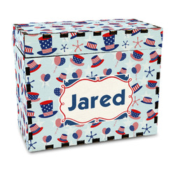 Patriotic Celebration Wood Recipe Box - Full Color Print (Personalized)