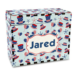 Patriotic Celebration Wood Recipe Box - Full Color Print (Personalized)