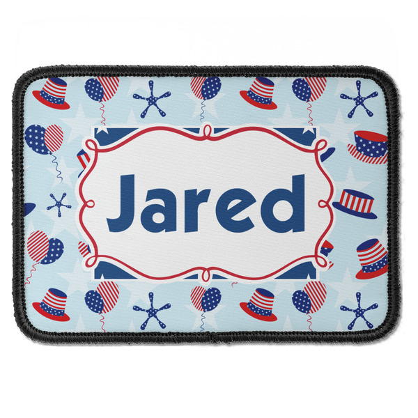 Custom Patriotic Celebration Iron On Rectangle Patch w/ Name or Text