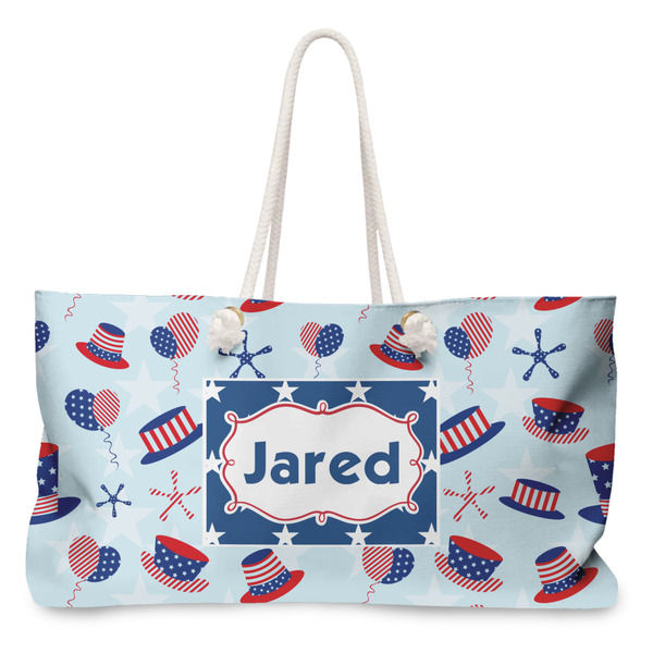 Custom Patriotic Celebration Large Tote Bag with Rope Handles (Personalized)