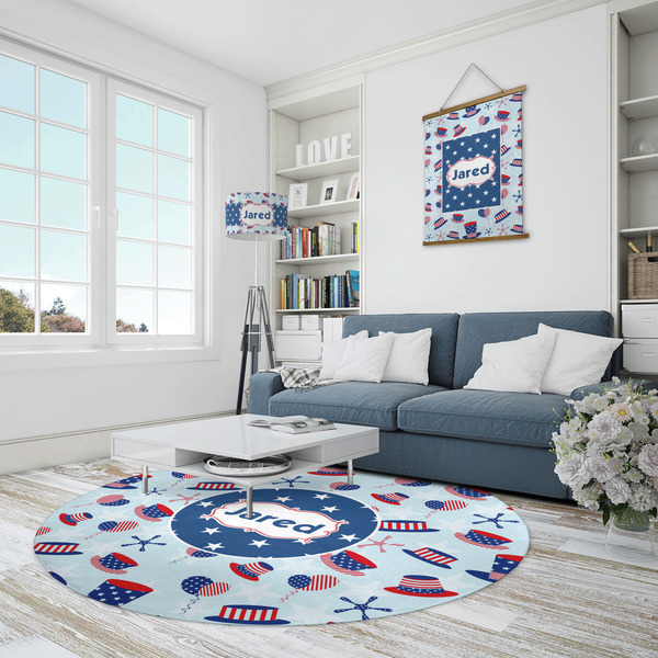 Patriotic Celebration Round Area Rug - IN CONTEXT