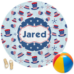 Patriotic Celebration Round Beach Towel (Personalized)