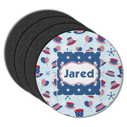 Patriotic Celebration Round Rubber Backed Coasters - Set of 4 (Personalized)