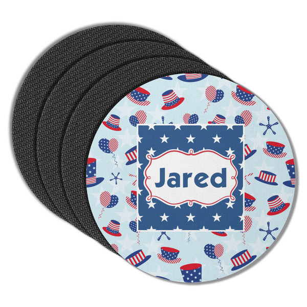 Custom Patriotic Celebration Round Rubber Backed Coasters - Set of 4 (Personalized)
