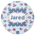 Patriotic Celebration Round Rubber Backed Coaster (Personalized)