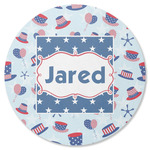 Patriotic Celebration Round Rubber Backed Coaster (Personalized)