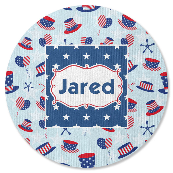 Custom Patriotic Celebration Round Rubber Backed Coaster (Personalized)