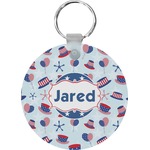 Patriotic Celebration Round Plastic Keychain (Personalized)