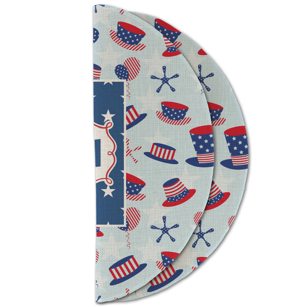 Patriotic Celebration Round Linen Placemats - HALF FOLDED (double sided)