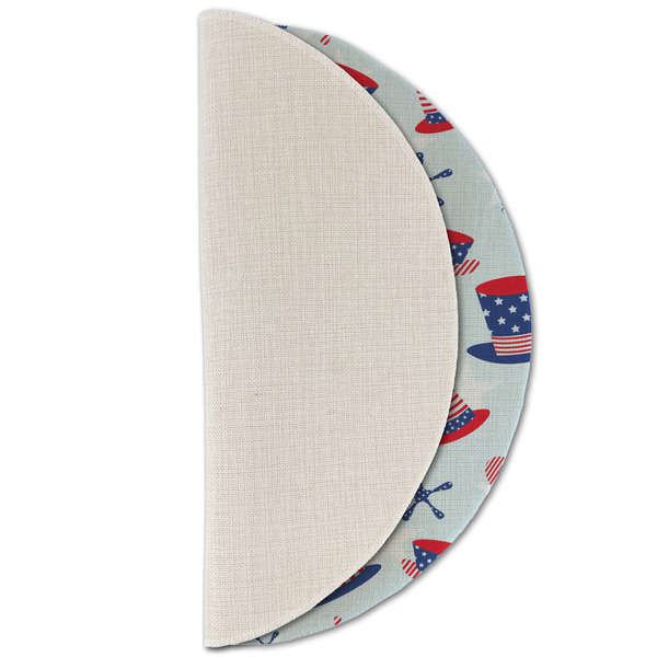 Patriotic Celebration Round Linen Placemats - HALF FOLDED (single sided)