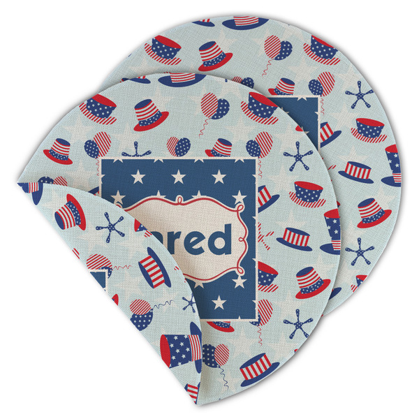 Patriotic Celebration Round Linen Placemats - MAIN (Double-Sided)