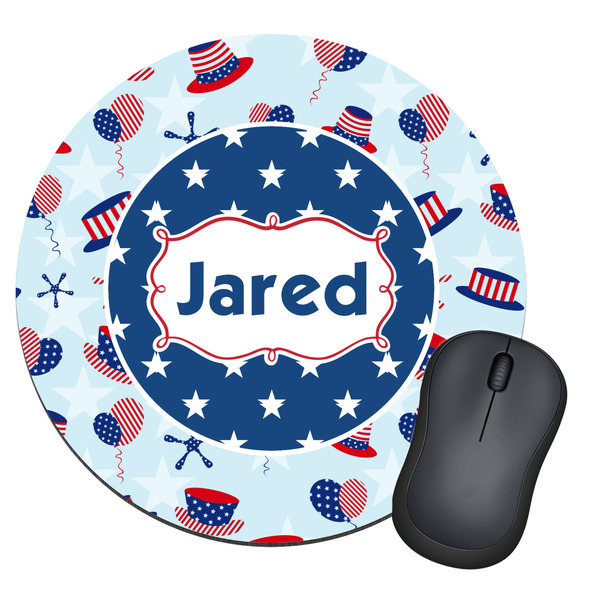 Custom Patriotic Celebration Round Mouse Pad (Personalized)
