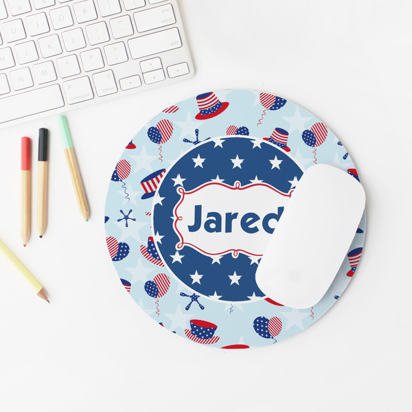Patriotic Celebration Round Mousepad - LIFESTYLE 2
